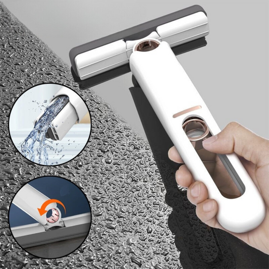 Main utilisant SpongeFlex sur une surface mouillée, avec vues de l’essorage et de l’articulation